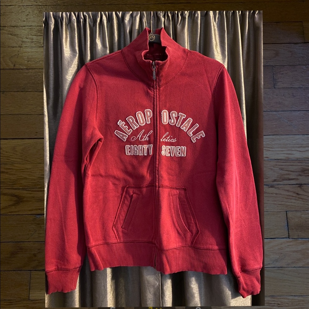 Aeropostale burgundy zip sweater